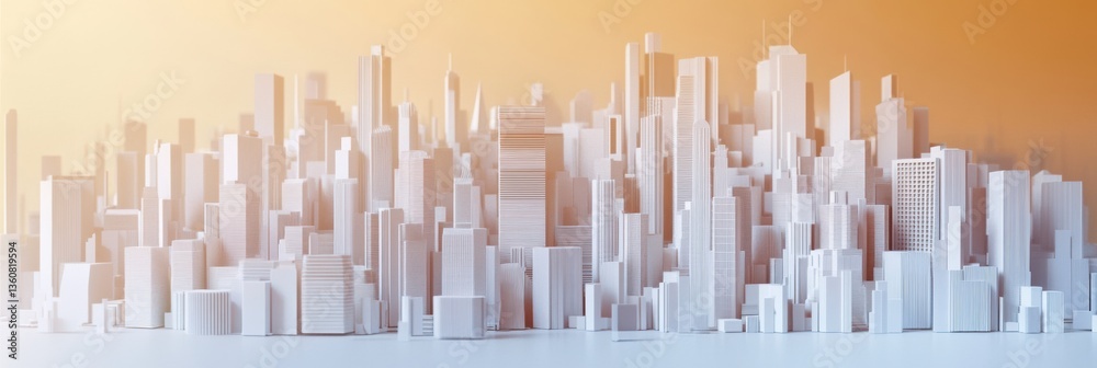 Aufkleber stunning layered cut paper city skyline with soft lighting and a dynamic perspective showcasing mode