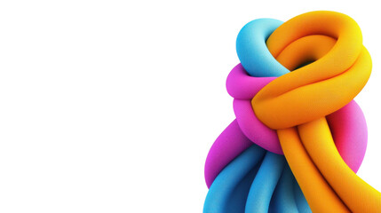 Vibrant and dynamic abstract swirls and ribbons intertwine in a fluid playful composition creating a sense of organic movement and energy