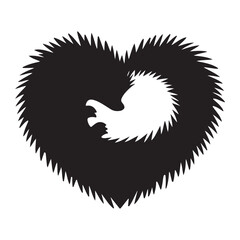 Heart-Shaped Hedgehog Illustration with Intricate Fur Detail, Perfect for Love and Wildlife Themes