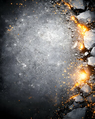 Glowing Crack in Dark Metallic Surface