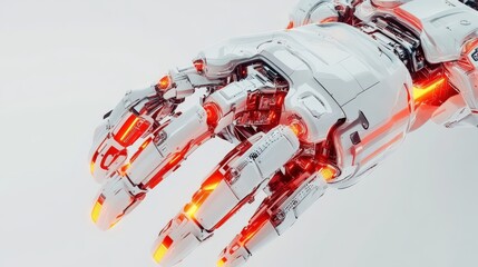 Naklejka premium A detailed picture of a glowing robotic mechanical hand