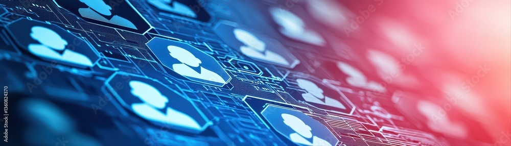 Poster digital networking concepts with user icons background