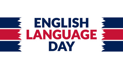 English Language Day text with side lines on a White background. Which is observed every year in April to celebrate English Language Day.