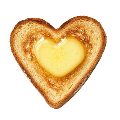 Fototapeta premium Delicious heart-shaped toast filled with golden butter, perfect for a cozy morning delight