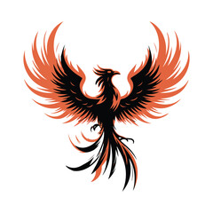 Fototapeta premium Phoenix Bird Illustration with Fiery Wings and Tail, Mythical Creature Art for Fantasy Designs