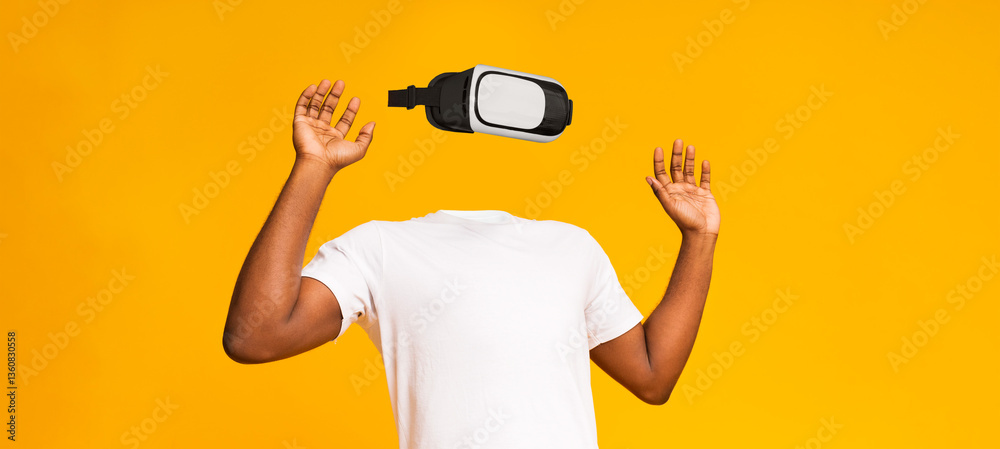 Aufkleber a person engaged in virtual reality activity is depicted without a visible head or face. the bright 