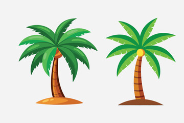 Obraz premium Silhouette vector set of palm trees, coconut palm trees, Tropical palm trees silhouettes, vector illustration, isolated on white background, Design of palm coconut trees for posters