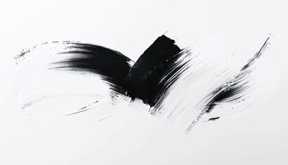 Black paint brush strokes on a white background. Black brushstroke textures for artistic backgrounds. 