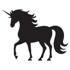 Silhouette of Black Unicorn, Magical Creature Artwork