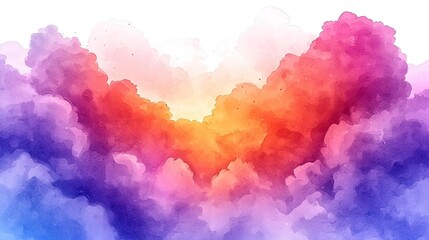 Fototapeta premium Ethereal Watercolor Cloudscape: Abstract Painting of Vibrant Colors and Dreamy Mood