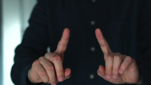 Gesture of denial or refusal.
A person shows with his hands that he doesn't need it.
NO, no need, no need, denial