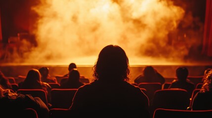 Audience watches performance on a smoke filled brightly lit stage
