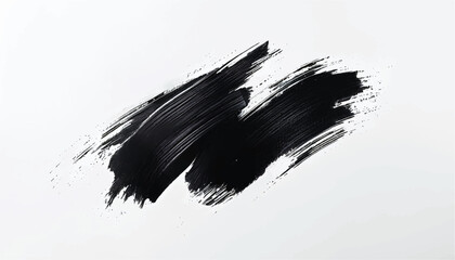 Black paint brush strokes on a white background. Black brushstroke textures for artistic backgrounds. 
