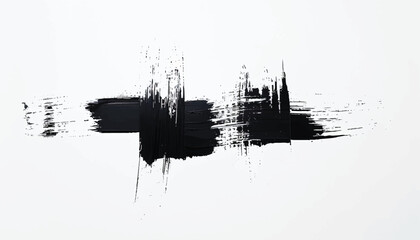 Black paint brush strokes on a white background. Black brushstroke textures for artistic backgrounds. 