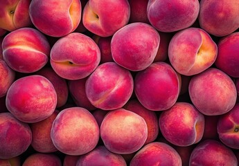 Fresh Juicy Peaches in a Colorful Display Ready for Harvesting and Food Preparation for Delicious Summer Recipes and Healthy Snacking Options