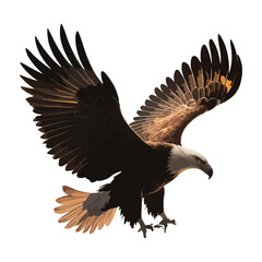 Majestic Eagle Soaring in the Sky, Powerful Bird of Prey Illustration