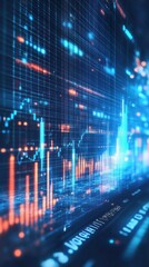 Abstract data visualization with glowing graphs and lines