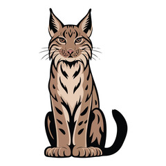 Lynx Illustration, Wild Cat with Striking Features and Bold Stance
