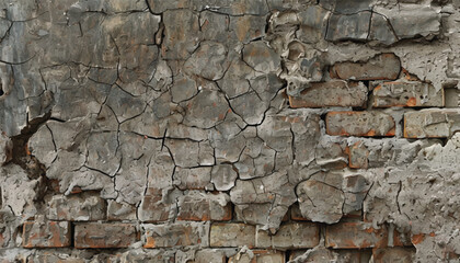 Old weathered wall with cracks. Damaged wall background. Cracked wall. Old wall texture. 