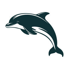 Stylized Dolphin Illustration, Digital Art of a Dolphin Swimming, Ocean Animal Vector