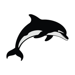 Elegant Dolphin Swimming, Digital Ocean Animal Art, Vector Illustration of a Dolphin