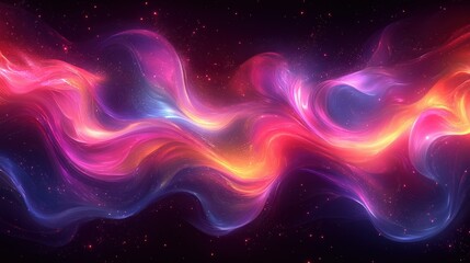 Vibrant Abstract Waves of Color in Cosmic Space Background