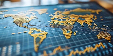 A digital world map displayed on a modern technological screen