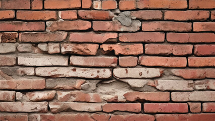 Obraz premium Old cracked brick wall. Damaged brick wall. Brick wall background. Brick wall texture.