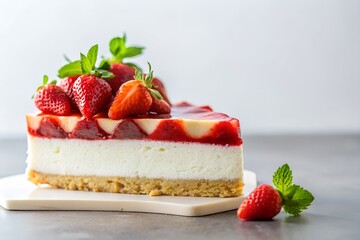 strawberry short cake  in white background