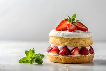 strawberry short cake  in white background