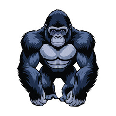 Gorilla Silhouette, Powerful Wild Animal Design for Wildlife Art and Nature Illustrations