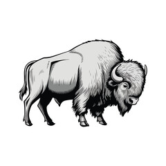 Bison Illustration, Powerful Wildlife Animal with Horns, Digital Nature Art Design