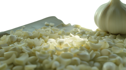 Fresh Garlic Cloves and Bulb on a Cutting Board