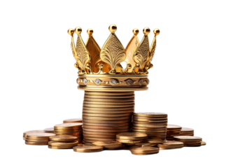 Crown on Coins on transparent background