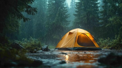 Solitary Camping in the Rain: A Night Under the Stars