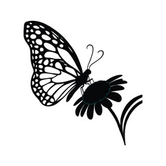 Delicate Butterfly with Flower, Digital Wildlife Art for Nature and Garden Designs