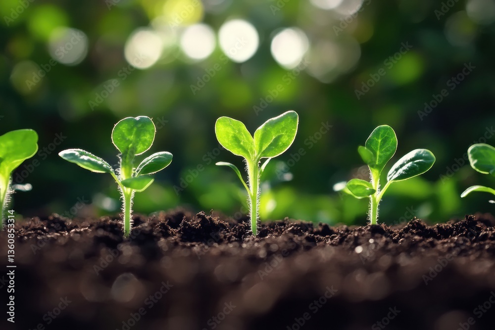 Aufkleber Dynamic growth of plants from seed to harvest captured in a vibrant and smooth time-lapse composition Generative AI
