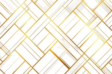 Abstract geometric vector pattern with clean, sharp gold lines on white, creating a seamless, elegant texture perfect for contemporary interiors or digital backgrounds,