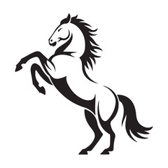 Rearing Horse Silhouette, Powerful Animal Illustration for Nature, Wildlife, and Animal Art