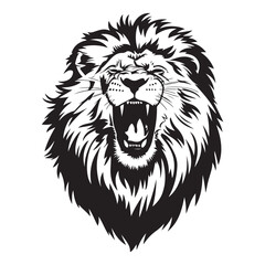 Roaring Lion Illustration, Powerful Animal Design for Wildlife, Nature, and Digital Art