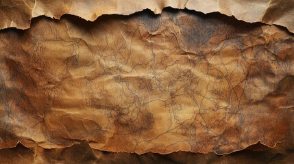 A textured, crumpled piece of aged paper with intricate lines and patterns, ideal for backgrounds or artistic projects