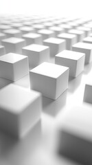 Abstract geometric pattern of white cubes,  3D rendering, perfect shapes.  Possible use stock photo for design or technology