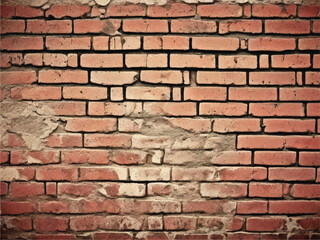 Brick wall background. Realistic brick wall vector illustration with detailed texture. Seamless brick wall. 
