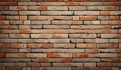 Brick wall background. Realistic brick wall vector illustration with detailed texture. Seamless brick wall. 
