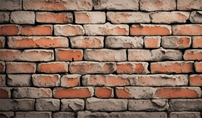 Obraz premium Brick wall background. Realistic brick wall vector illustration with detailed texture. Seamless brick wall. 