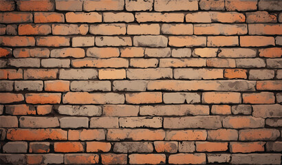 Brick wall background. Realistic brick wall vector illustration with detailed texture. Seamless brick wall. 
