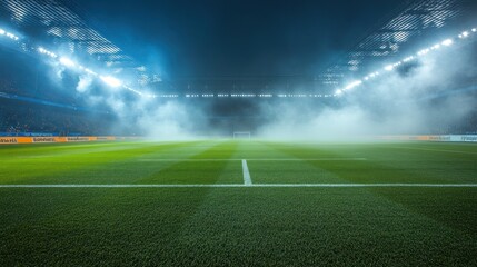 Fototapeta premium Night Football Stadium: A Mystical Atmosphere