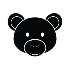 A cute smiling teddy bear character illustration with a fun and playful design, featuring a black and white panda-style face, perfect for a toy or baby-themed icon