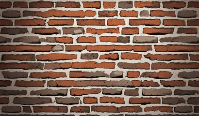 Fototapeta premium Brick wall background. Realistic brick wall vector illustration with detailed texture. Seamless brick wall. 