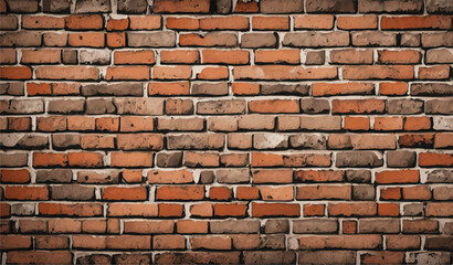 Brick wall background. Realistic brick wall vector illustration with detailed texture. Seamless brick wall. 
